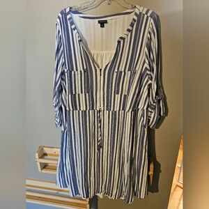 Torrid Striped Blue and White Tunic Dress